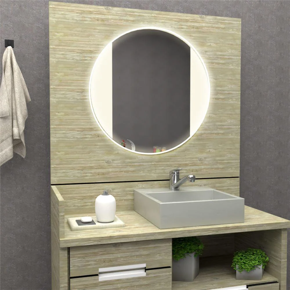 Espejo Circular Lucca, Gris, con Luz Led Reflekta MG