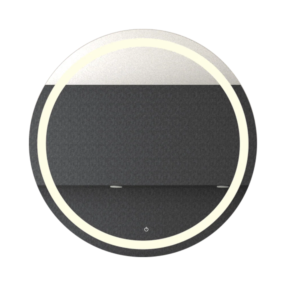 Espejo Circular Malibú, Gris, con Luz Led y Botón Touch Reflekta MG