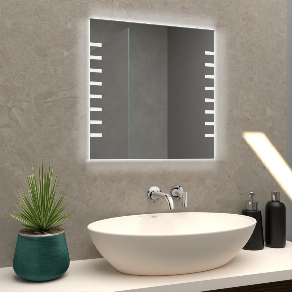 Espejo Cuadrado Cairo, Gris, con Luz Led Reflekta MG