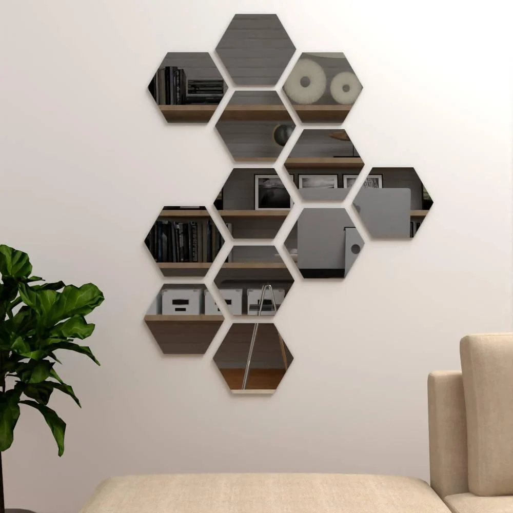 Espejo Hexagonal Lirio, Gris, Diseño Moderno Reflekta MG