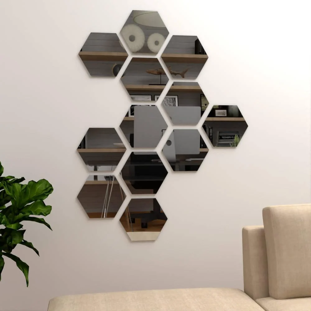 Espejo Hexagonal Lirio, Gris, Diseño Moderno Reflekta MG