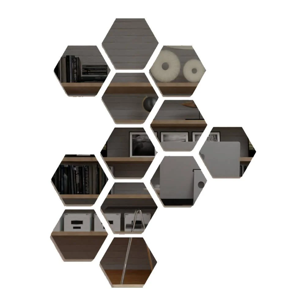 Espejo Hexagonal Lirio, Gris, Diseño Moderno Reflekta MG