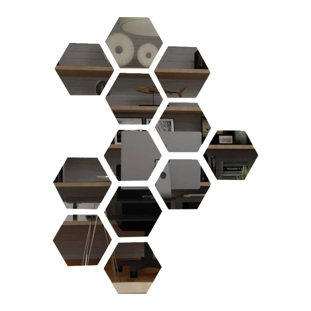 Espejo Hexagonal Lirio, Gris, Diseño Moderno Reflekta MG