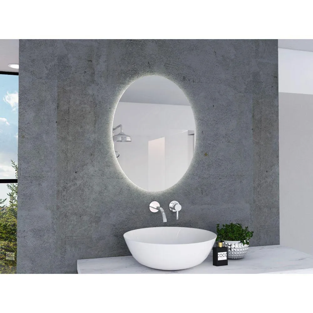 Espejo Ovalado Napoli, Gris, con Luz Led Reflekta MG