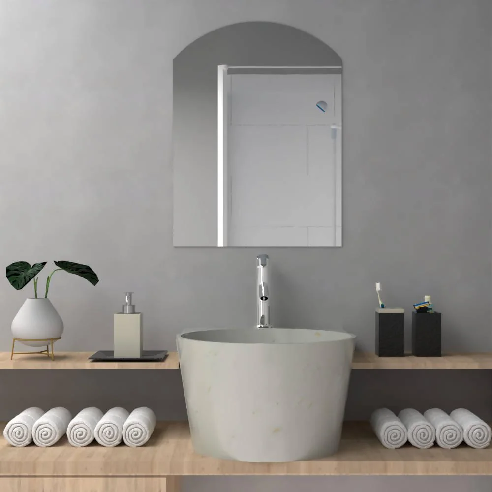 Espejo Rectangular Affi, Gris, con Borde Curvo En La Parte Superior Reflekta MG
