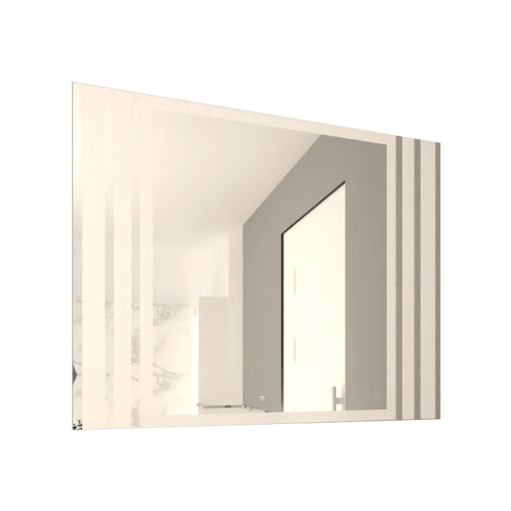 Espejo Rectangular Apolo, Gris, con Luz Led y Botón Touch Reflekta MG