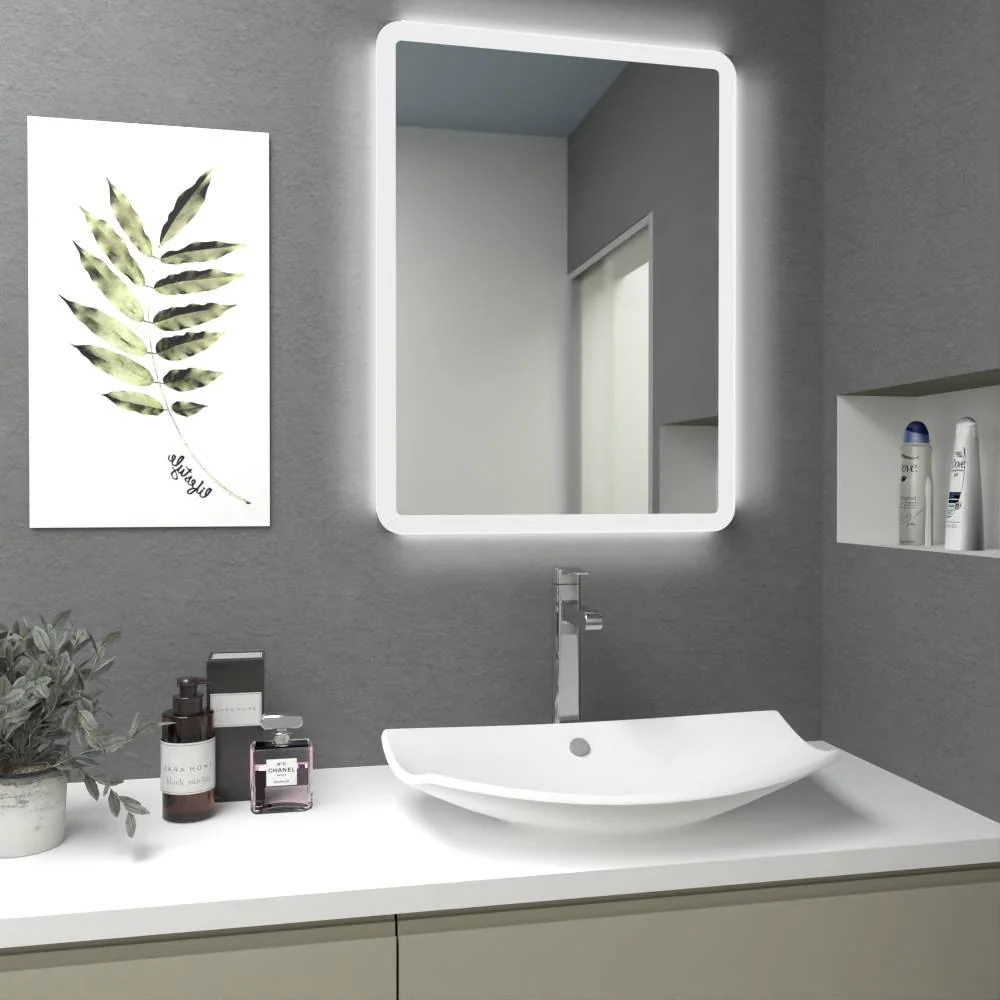 Espejo Rectangular Arezzo, con Diseño en Sandblasting y Luz Led Reflekta MG