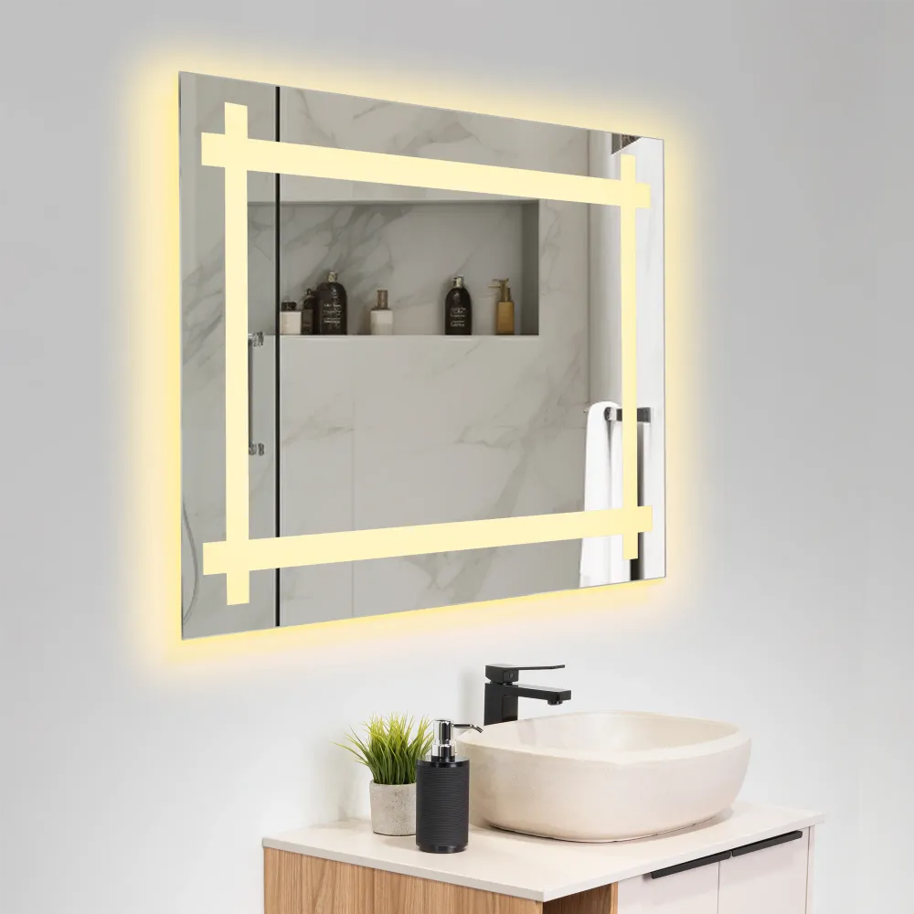 Espejo Rectangular Broni, Gris, con Luz Led Reflekta MG