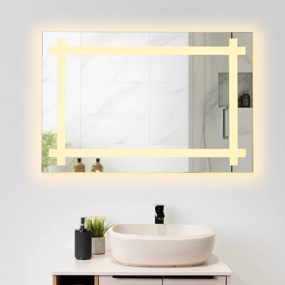 Espejo Rectangular Broni, Gris, con Luz Led Reflekta MG