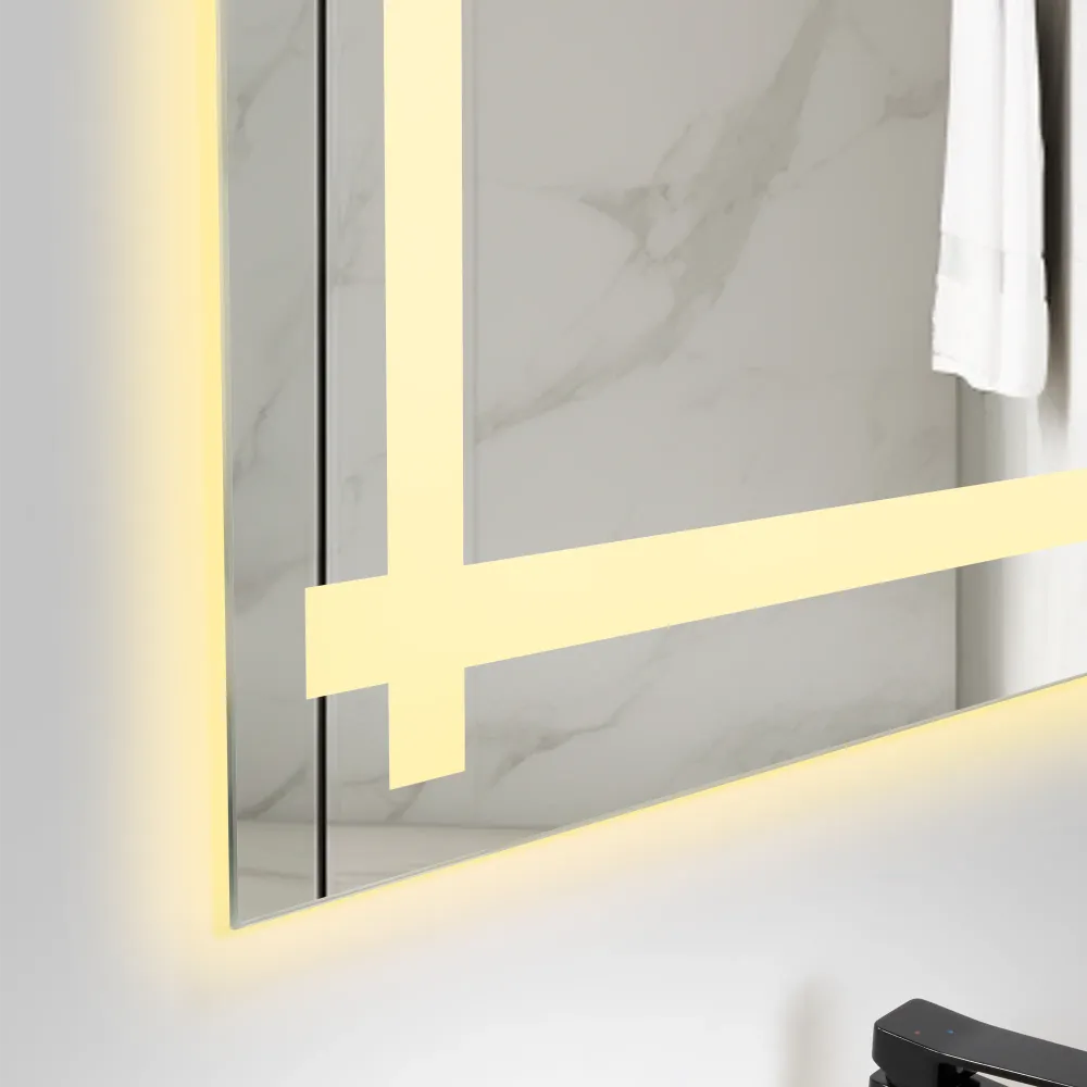Espejo Rectangular Broni, Gris, con Luz Led Reflekta MG