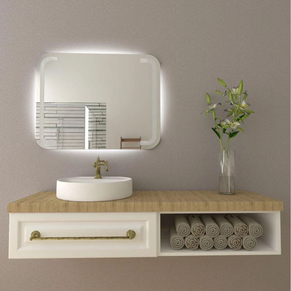 Espejo Rectangular Brown, Gris, con Luz Led Reflekta MG