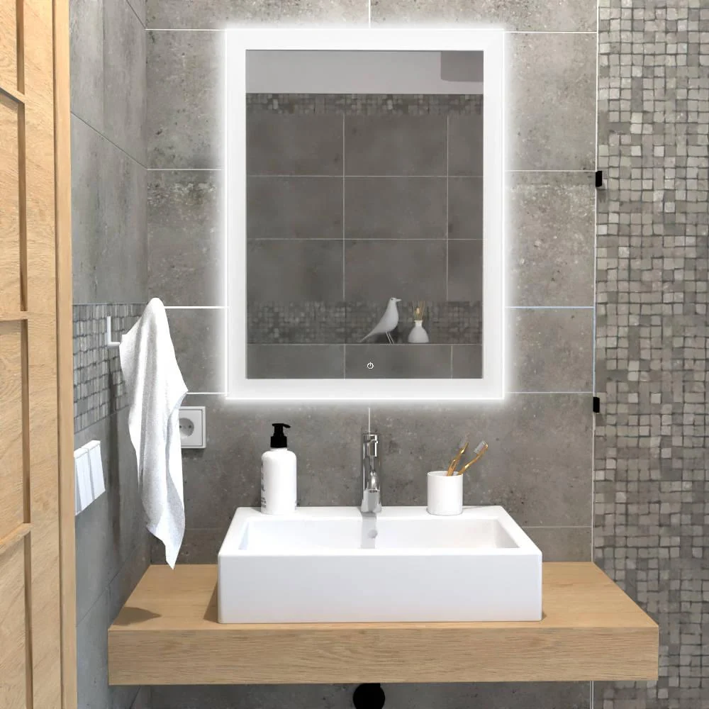 Espejo Rectangular Catania, con Diseño en Sandblasting Luz Led y Botón Touch Reflekta MG
