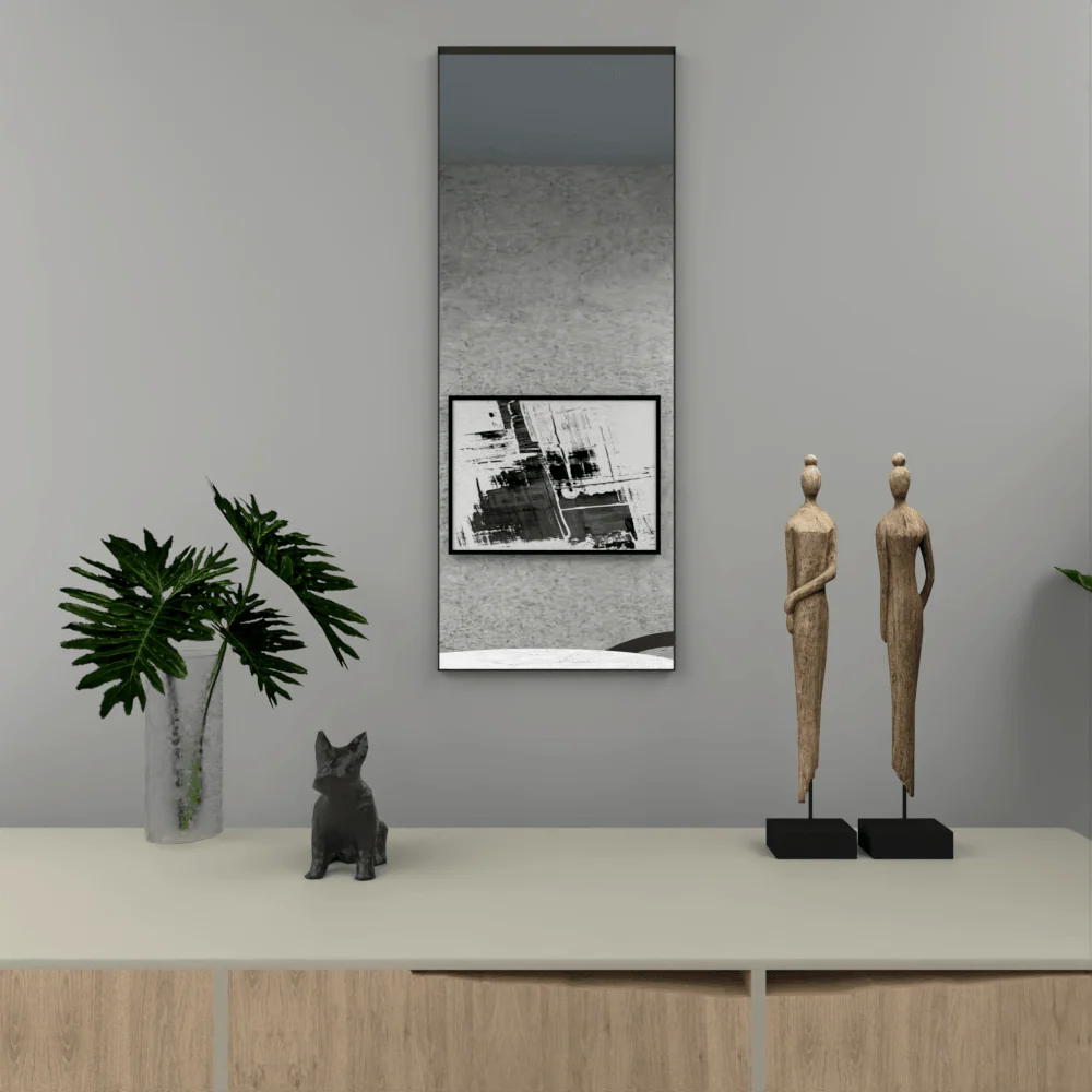 Espejo Rectangular Galena, Negro, con Marco En Estructura En Aluminio Reflekta MG