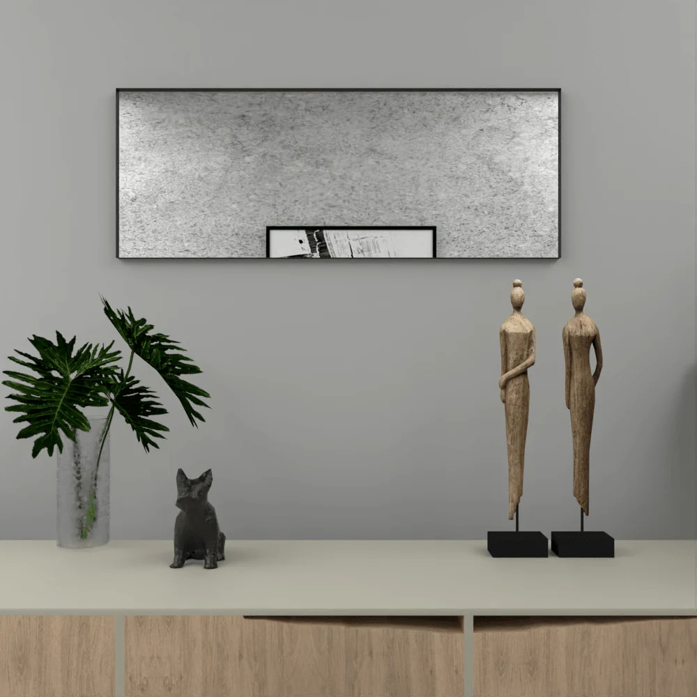Espejo Rectangular Galena, Negro, con Marco En Estructura En Aluminio Reflekta MG