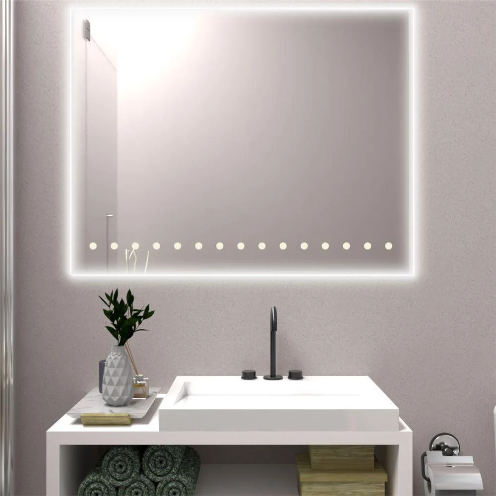 Espejo Rectangular Osiris, Gris, con Luz Led Reflekta MG