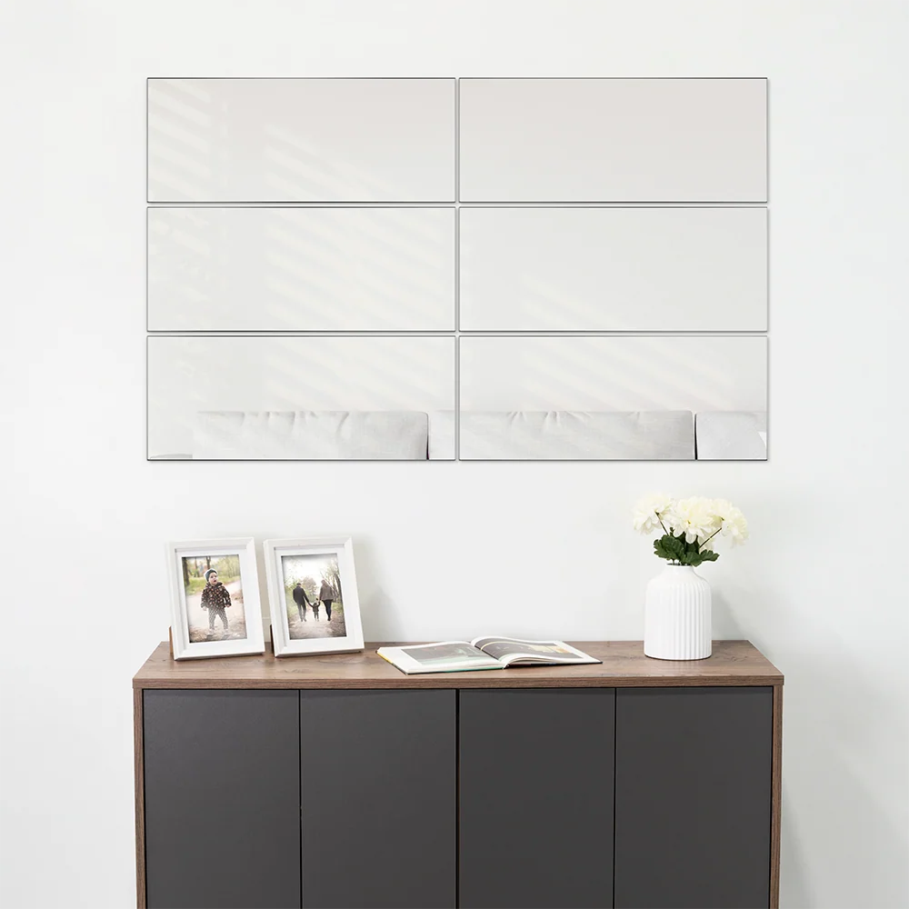 Espejo Rectangular Siena, Gris, Incluye 6 Piezas Reflekta MG