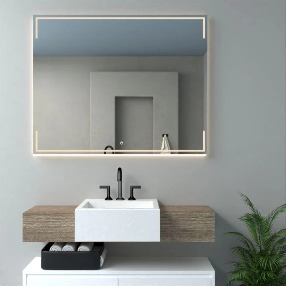 Espejo Rectangular Terranova, Gris, con Luz Led y Botón Touch Reflekta MG