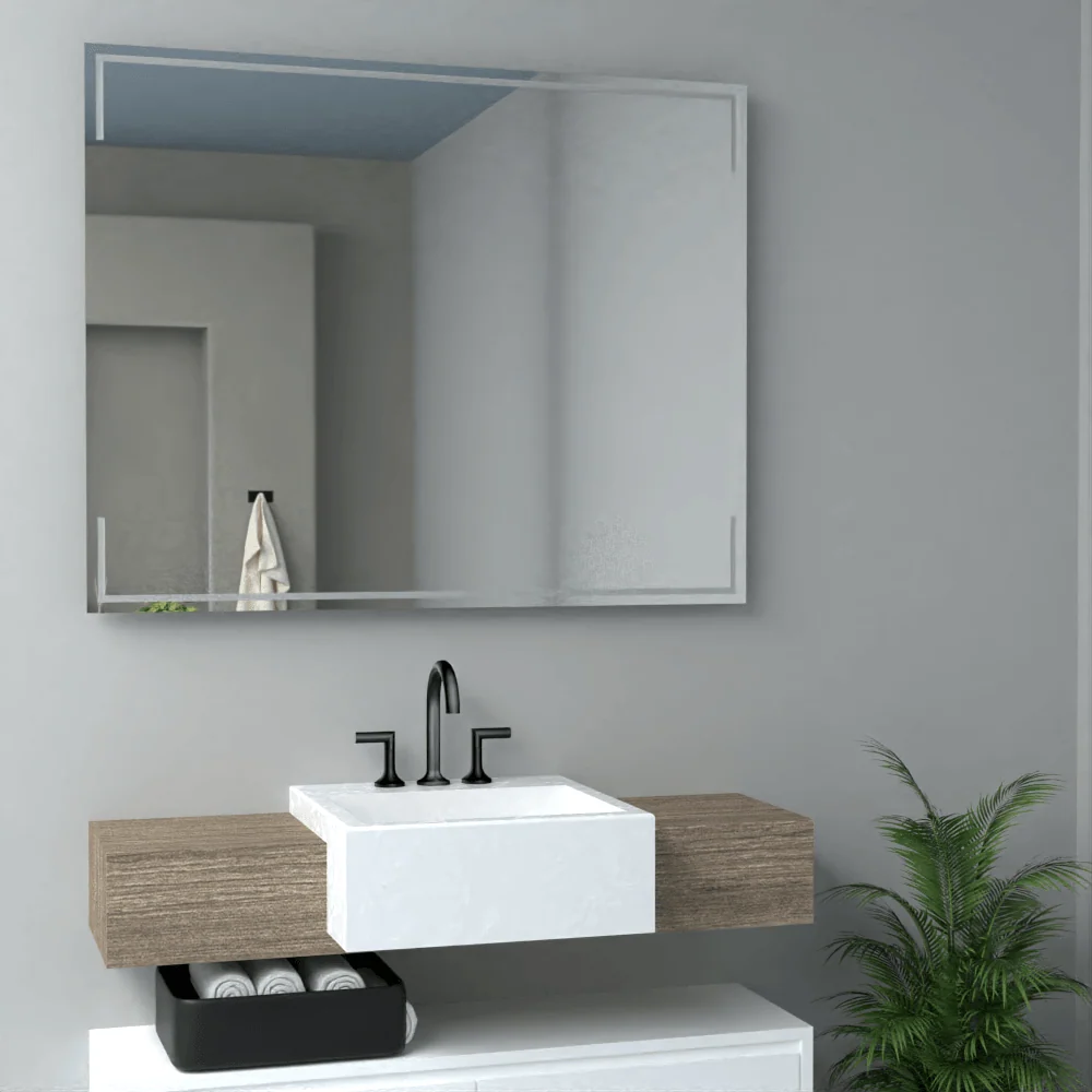 Espejo Rectangular Terranova, Gris, Diseño Moderno Reflekta MG