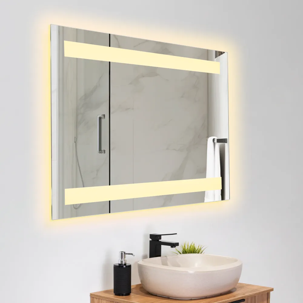 Espejo Rectangular Udine, Gris, con Luz Led Reflekta MG