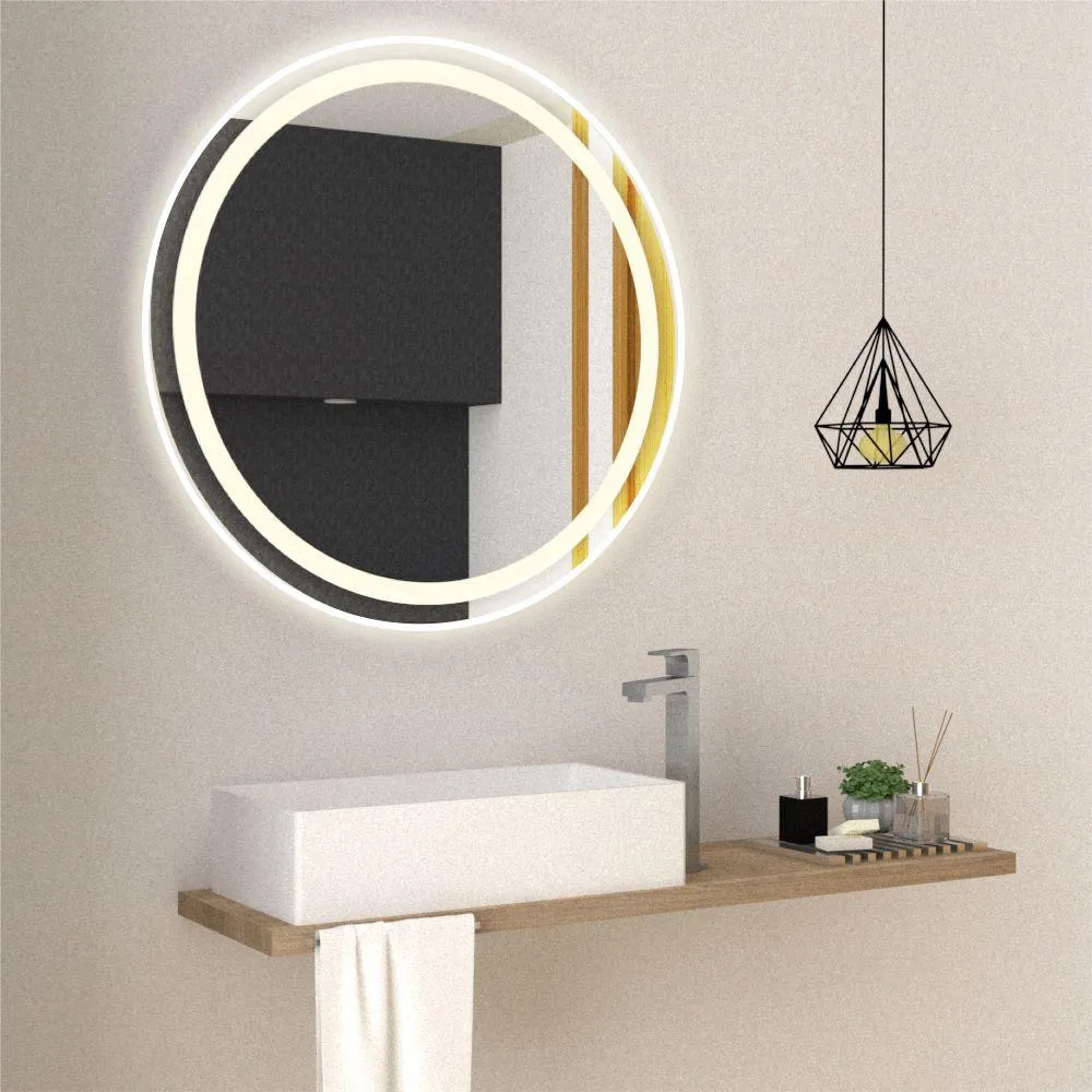 Espejo Circular Malibú, Gris, con Luz Led X2 Unidades Reflekta X2