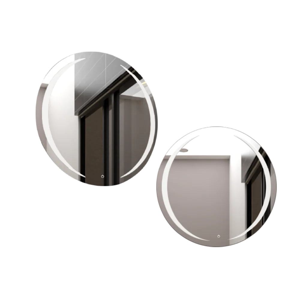 Espejo Circular Oliver, Gris, con Luz Led y Touch X2 Unidades Reflekta X2