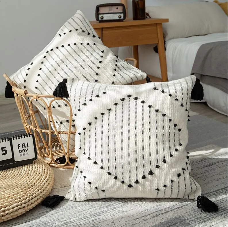 Funda de Cojín Deco Negro 45 x 45 Relan