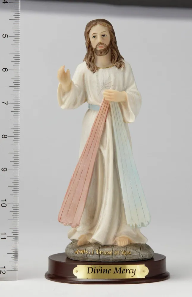 Estatua de la Divina Misericordia de 8" - Pintada mano Religious Art