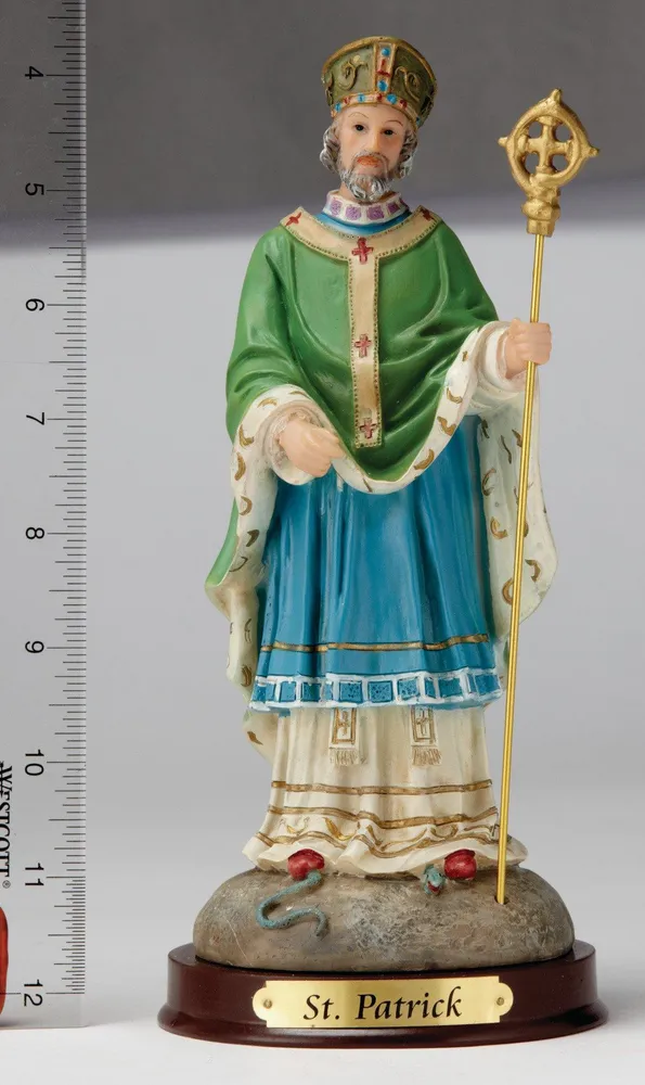 Estatua de San Patricio de 8" - Pintada mano Religious Art