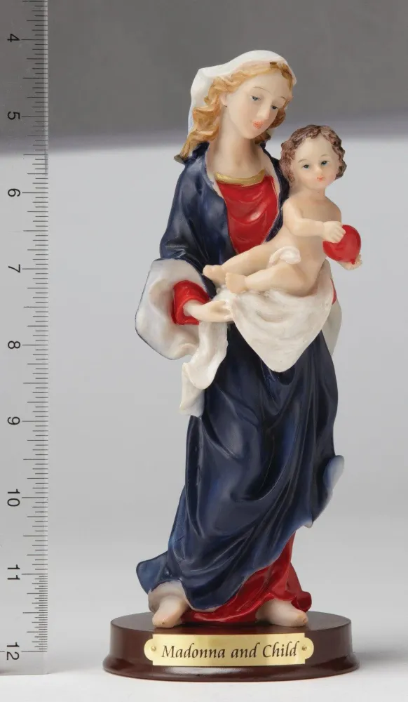 Estatua de la Virgen y el Niño de 8" - Pintada mano Religious Art