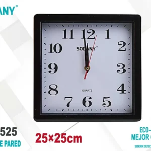 Reloj de Pared Cuadrado 25x25cm en Color Negro - Sodany TS-1525