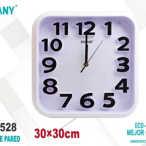 Reloj de Pared Cuadrado 30x30cm en Color Blanco - Sodany TS-1528