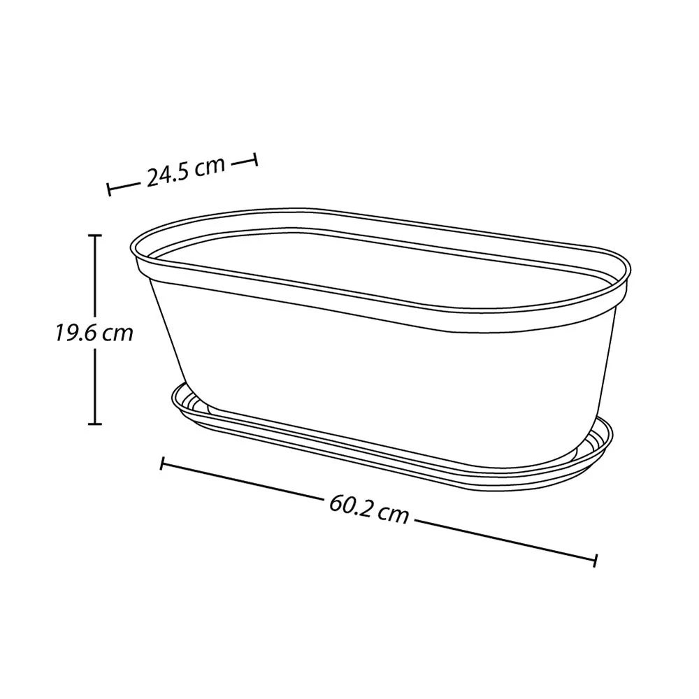 Matera moderna Ovalada Rafia 60 Cm con Plato Gris Hielo Rimax