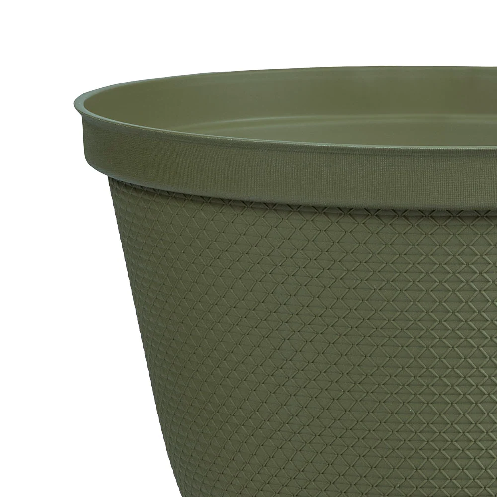 Matera Redonda Rafia 25 Cm con Plato Verde Musgo Rimax