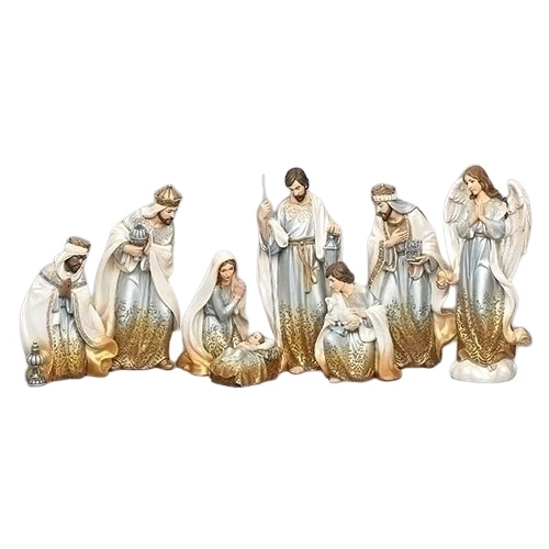 Figura decorativa con acabado degradado dorado de Natividad de 8 piezas Roman