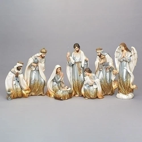 Figura decorativa con acabado degradado dorado de Natividad de 8 piezas Roman