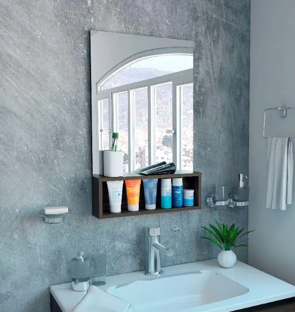 Espejo de Baño Quiles, Moreno, con Un Entrepaño RTA Design