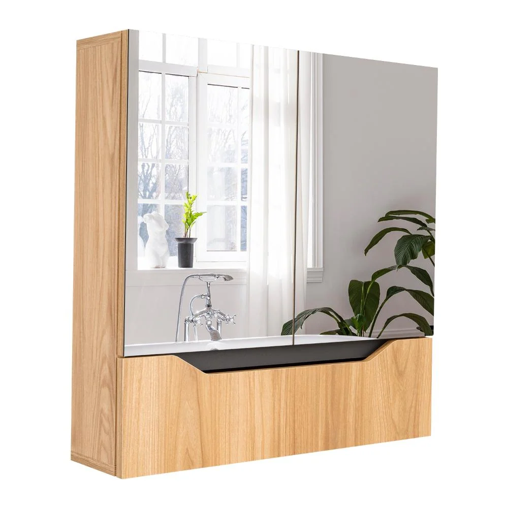 Gabinete de Baño Apolis, Fresno Europeo y Plata Oscuro, con espejo RTA Design