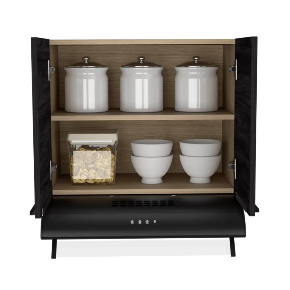 Mueble Sobre Campana de Cocina Monet, Beige y Gris, con Espacio Para Campana Extractora RTA Design