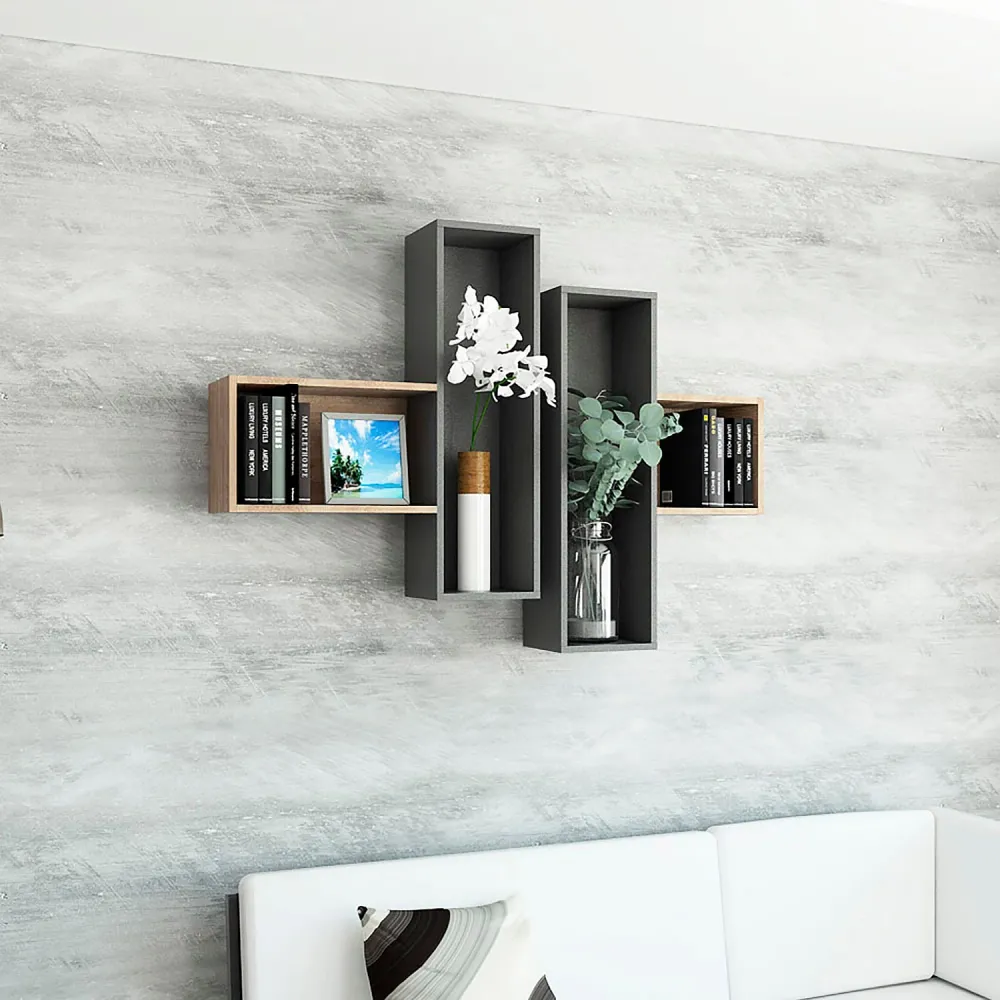 Repisa Wall 2A Miel+Plomo RTA MUEBLES