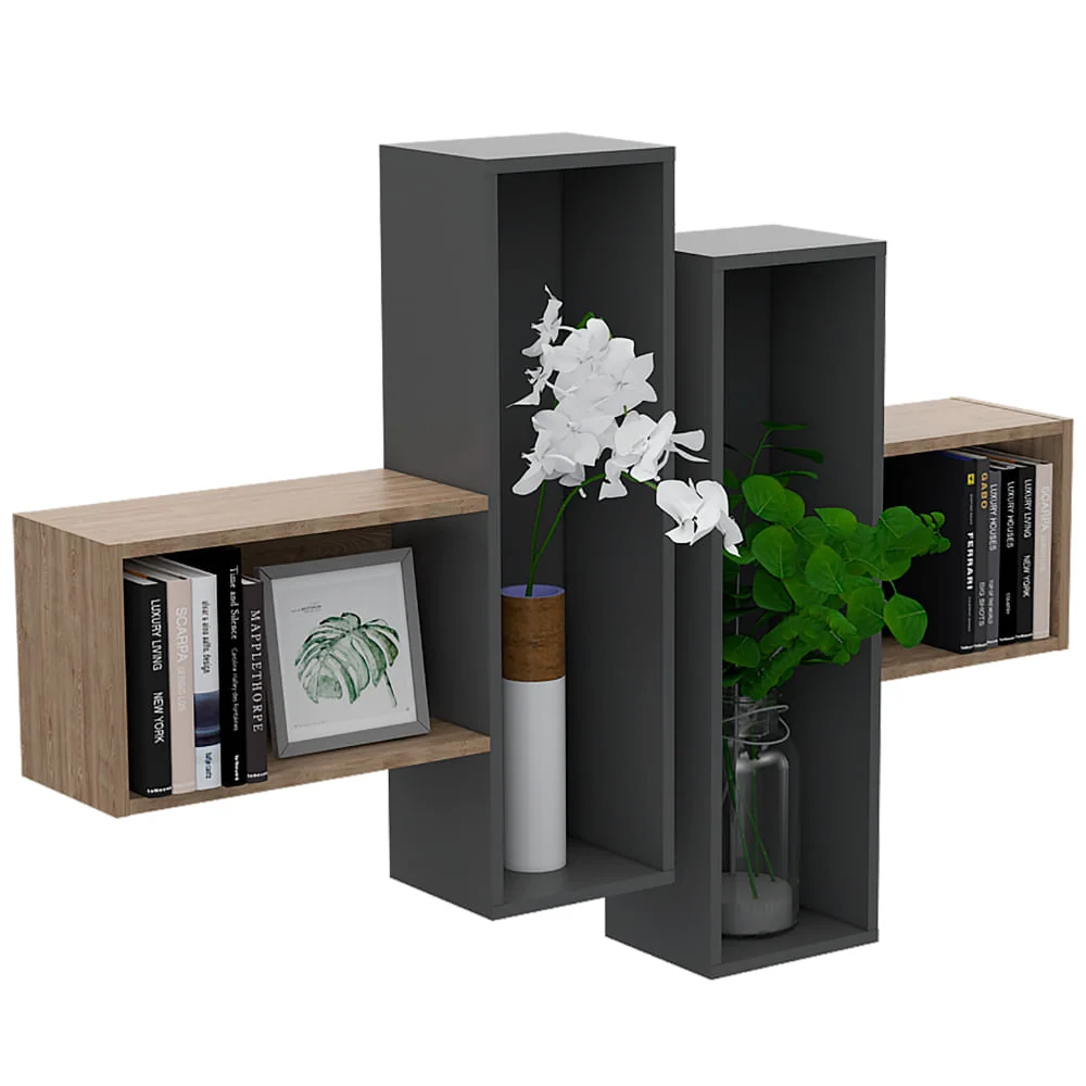 Repisa Wall 2A Miel+Plomo RTA MUEBLES