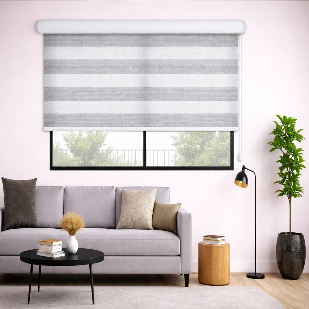 Persiana Enrollable Sheer Elegance Sheer Screen Fina Gris/blanco 180X180 Safra