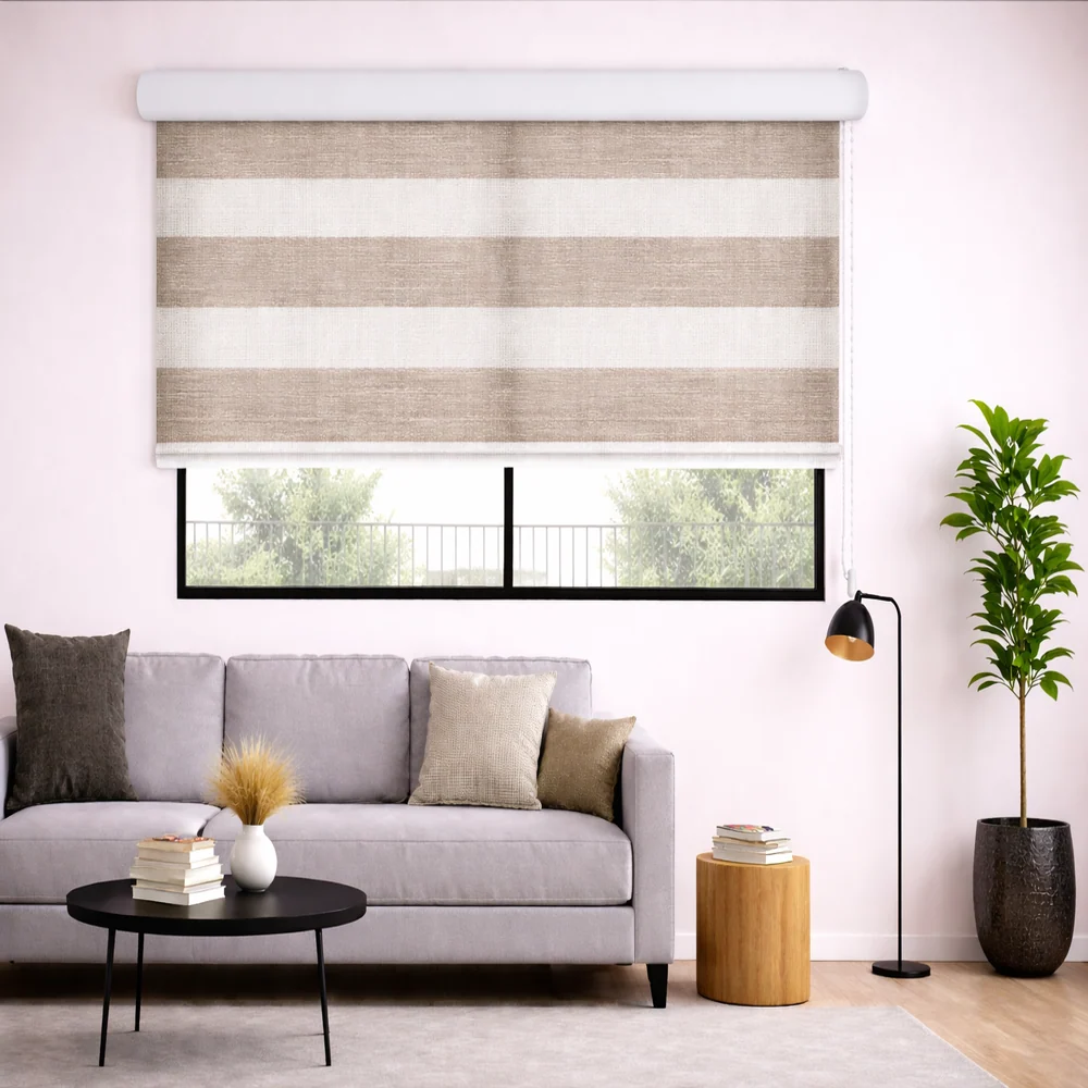 Persiana Enrollable Sheer Elegance Sheer Screen Fina Beige/café 180X143 Safra