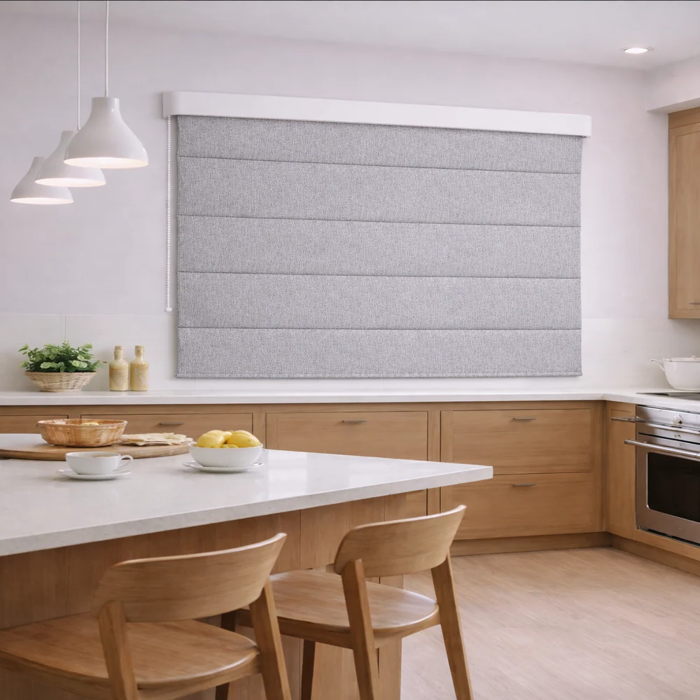 Persiana Romana Premium Blackout Decorativo Melissa Gris 180X180 Safra