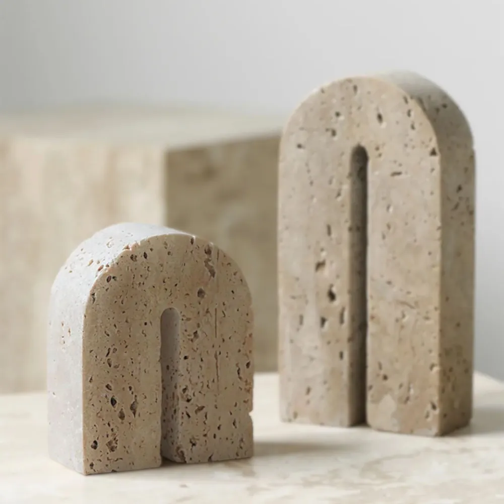 Arco Escultural Piedra Travertino Decorativo Pequeño Santú Home & Deco