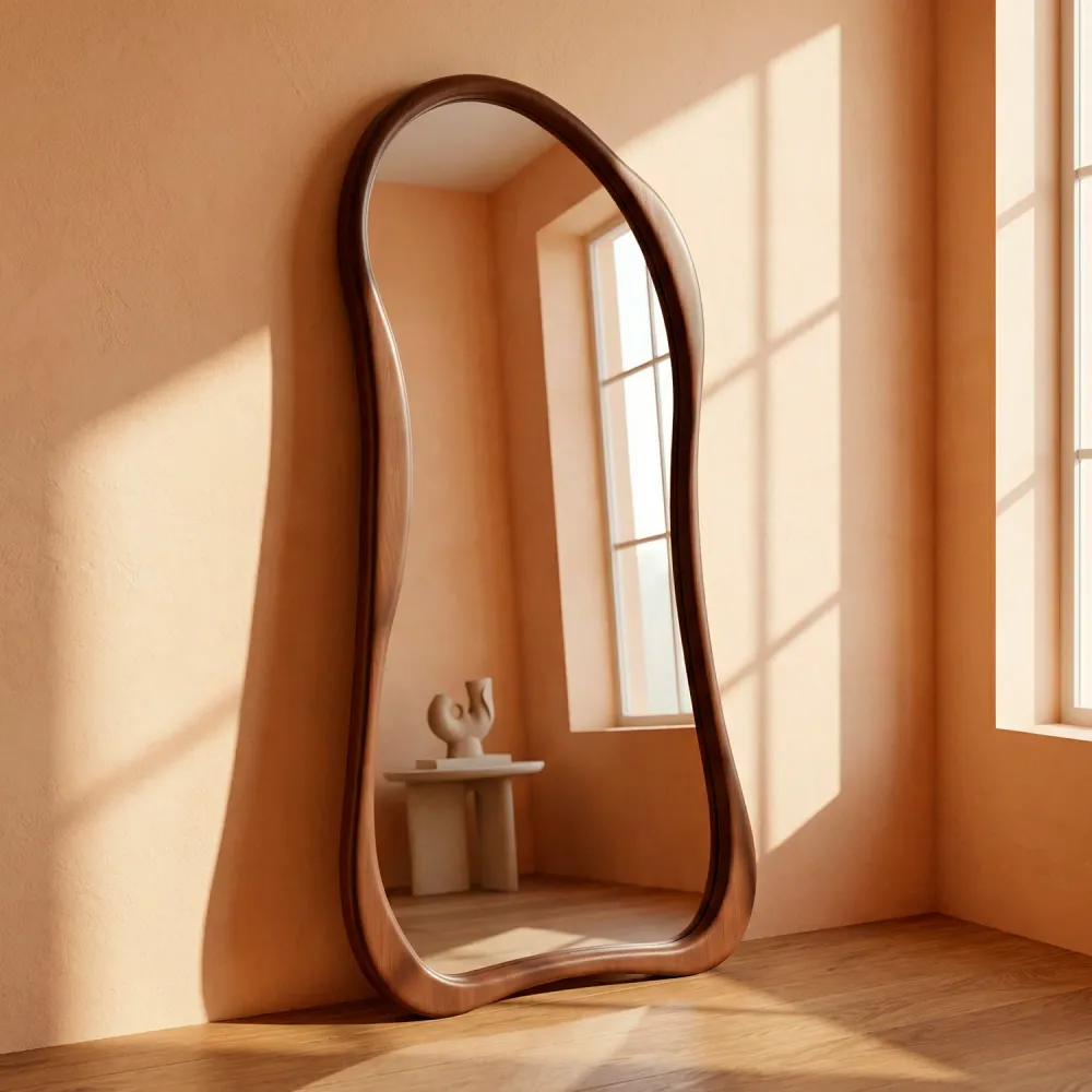 Espejo Asimétrico Cuerpo Entero Madera Color Cacao 180X80cm Santú Home & Deco