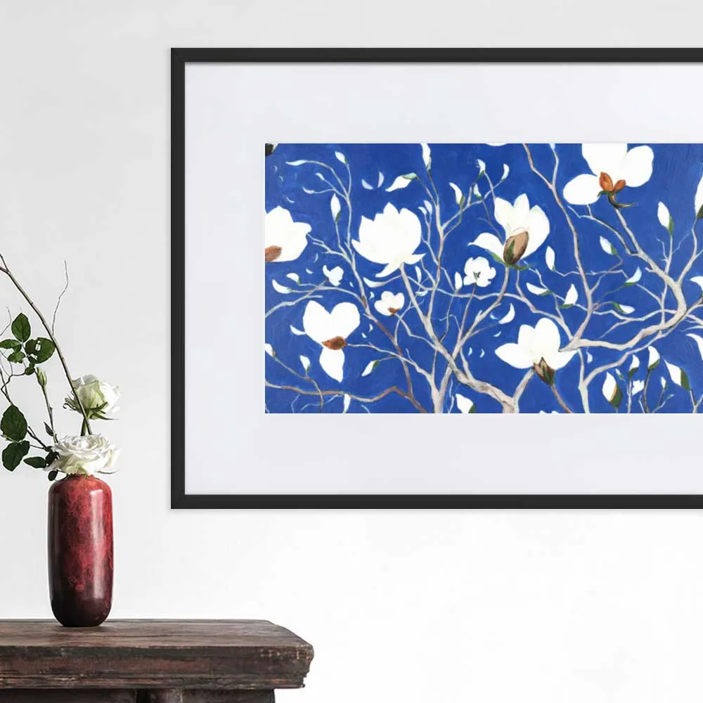 Mil magnolias espléndidas - Póster enmarcado con paspartú Negro Seokhee Kim