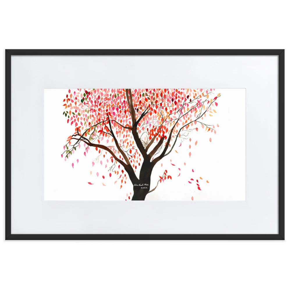 Póster con Passepartout - Hojas que caen, Gravedad Negro Seokhee Kim
