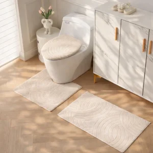 Set alfombras de baño 3 piezas beige