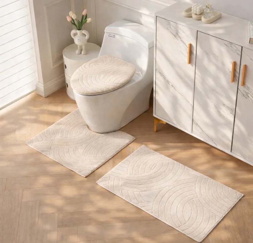 Set alfombras de baño 3 piezas beige