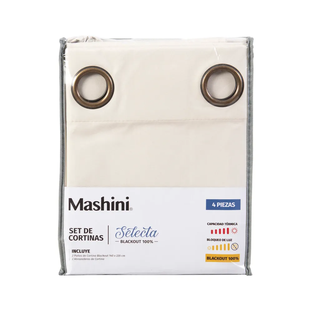 Set Cortinas Blackout Argolla Selecta Crudo